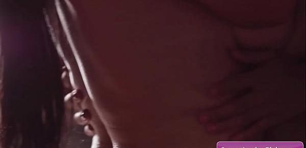  Natural big boobed horny lesbo milfs Angela White, Jenna Foxx enjoy deep pussy fingering and licking